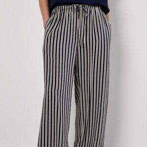 Women's Casual Striped Wide Leg dress pant Black and White Pants